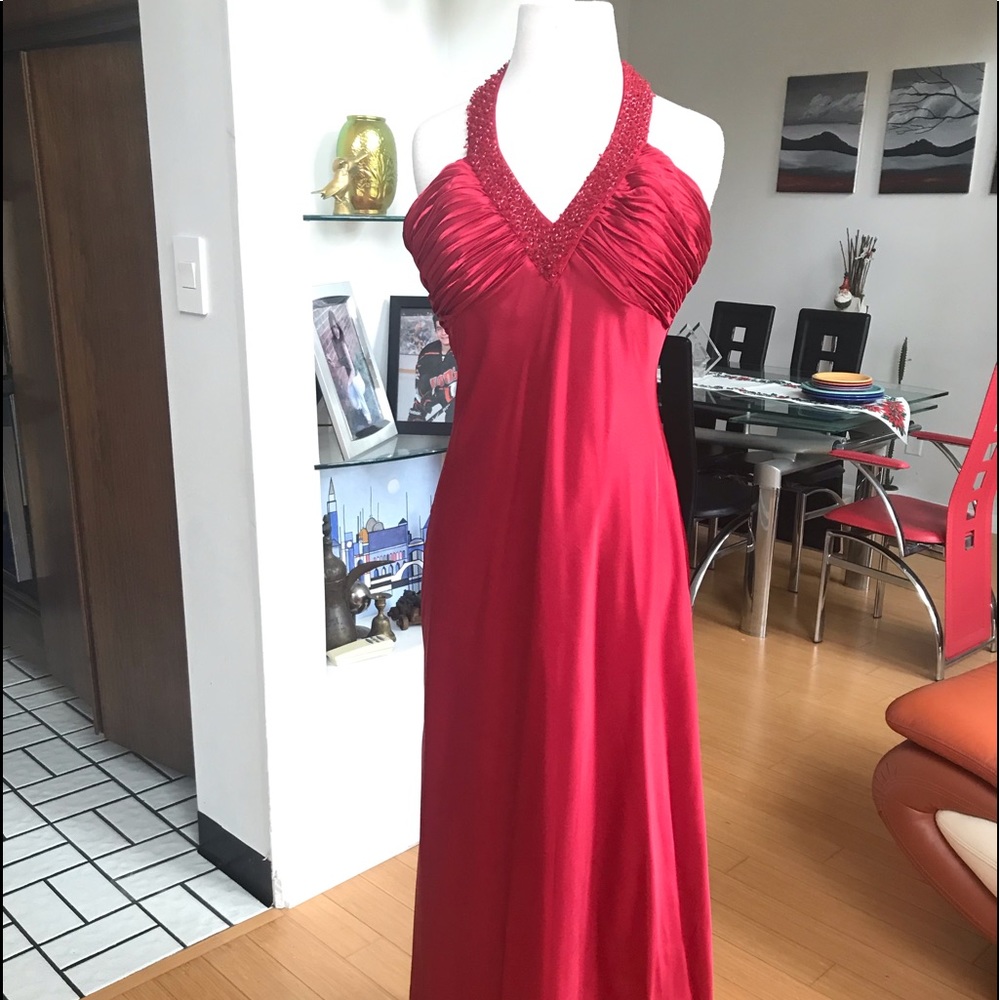 Cherry red backless evening dress size 8